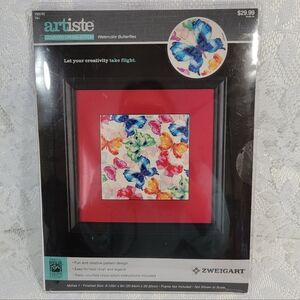 Zweigart Watercolor Butterflies Artiste Counted Cross-Stitch Kit 8.125in x 8in